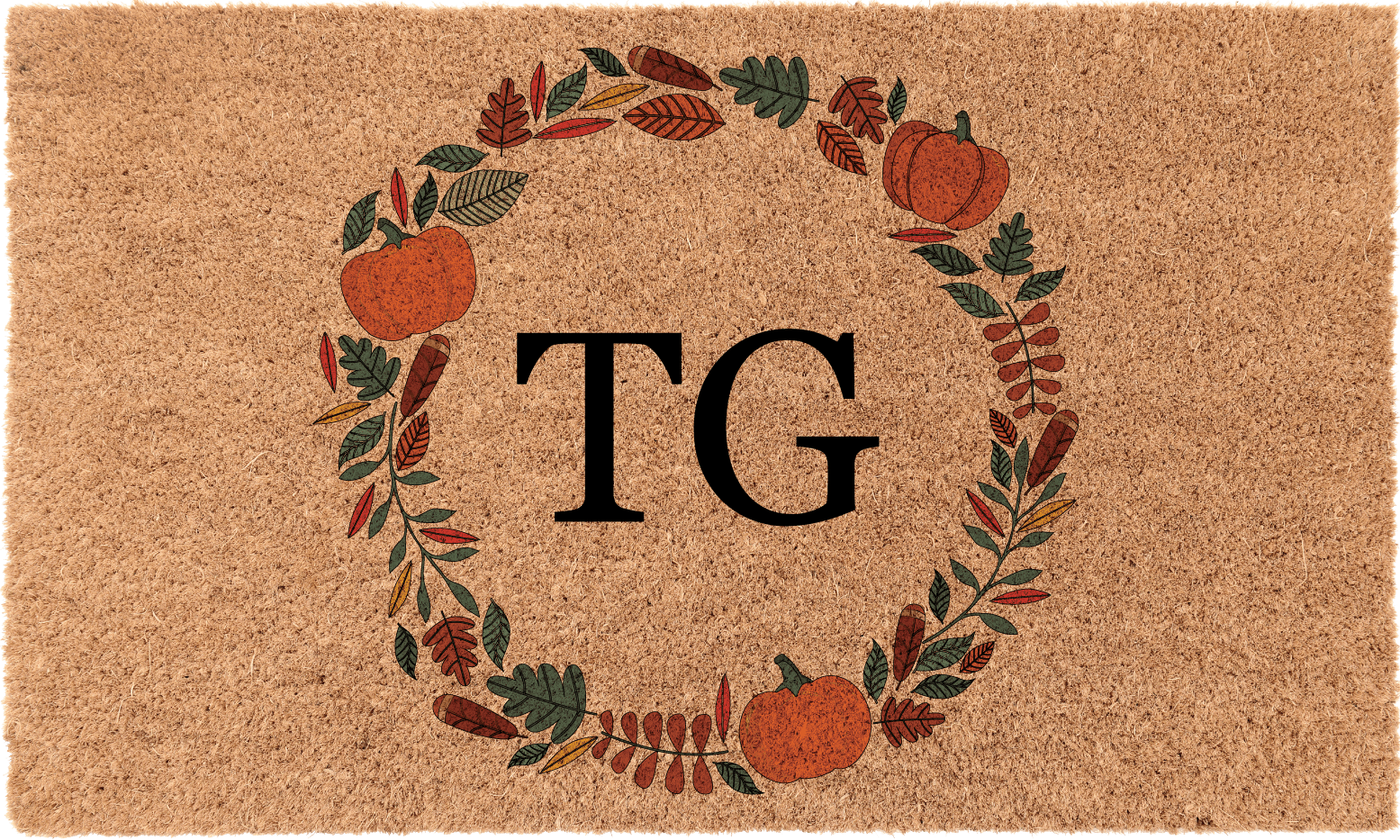 Thanksgiving Border Monogram Coco Mats N More