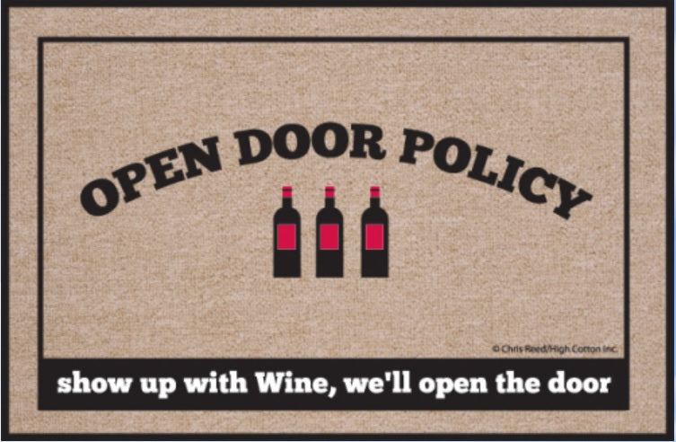 Wine Open Door Policy Olefin Doormat