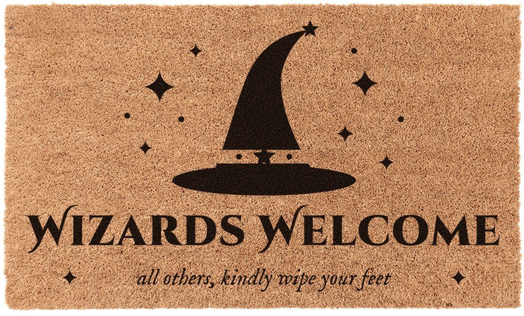 Wizards Welcome Halloween Coir Doormat | Fantasy Wizard Hat