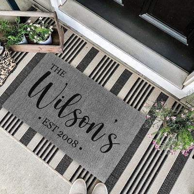 Decor Loop Family Name Border Personalized Doormats