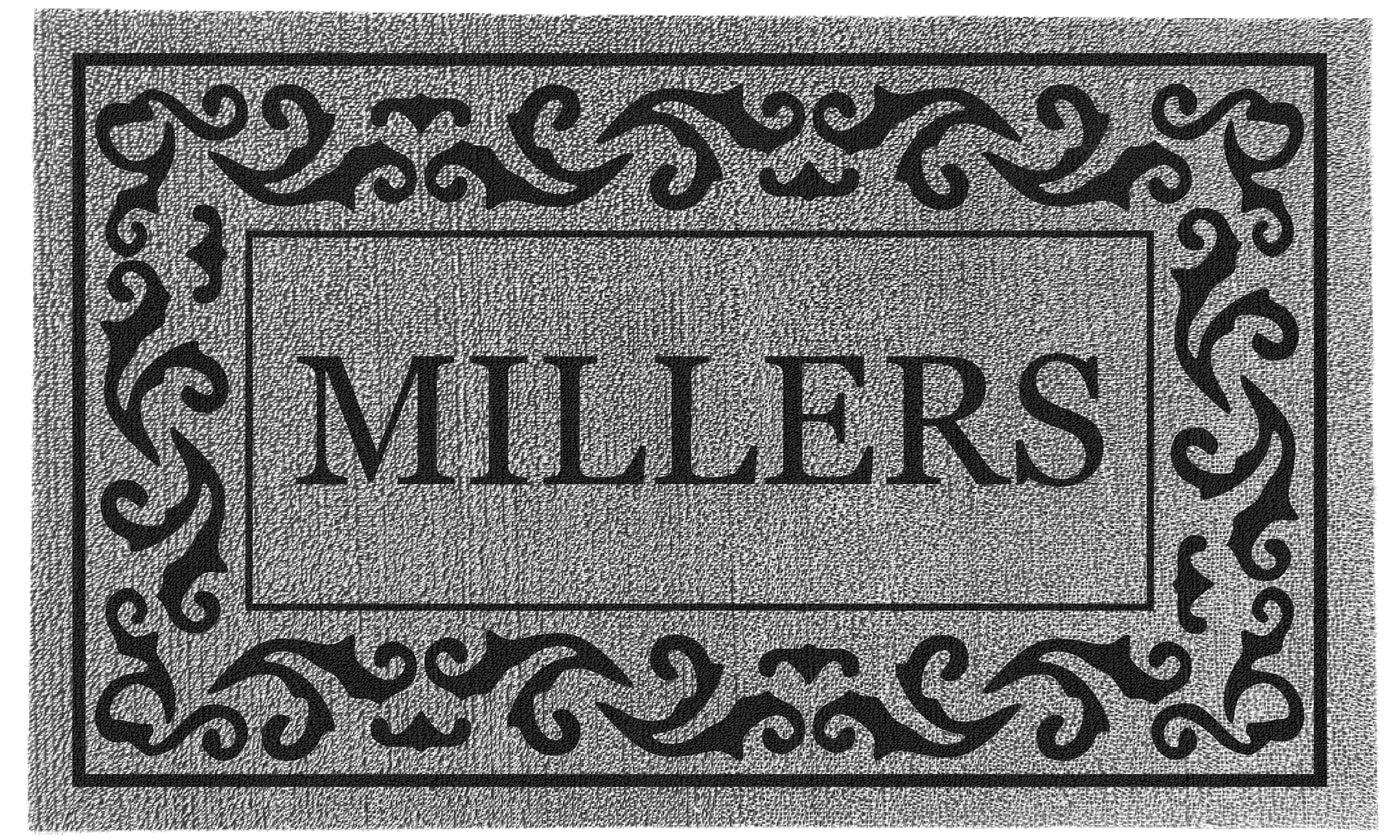 Decor Loop Rolling Scrolls Border Personalized Doormats