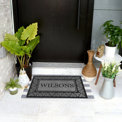 Decor Loop Blooming Hearts Border Personalized Doormats