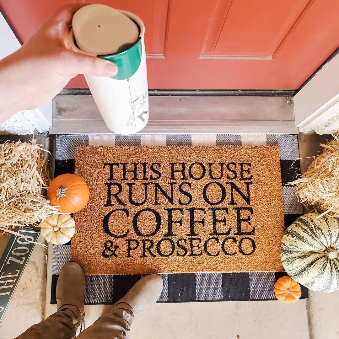 Coffee and Prosecco Vinyl Coir Doormat