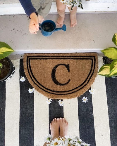 Half Round Double Border Personalized Doormats | Coco Mats N More