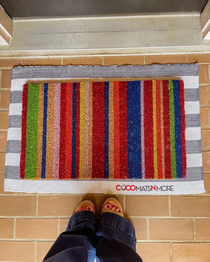 Welcome Doormats - Multicolor Stripes – Coco Mats N More