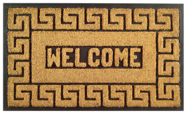 Welcome Greek Rubber Coir Doormat