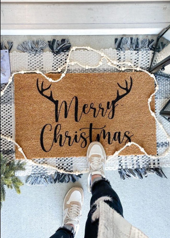 Merry Christmas Antlers | Coco Mats N More