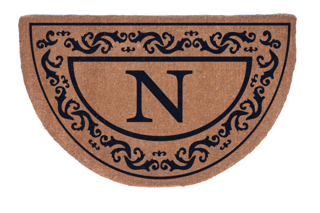 Coco Mats 'N More ブルーローリングスクロールボーダー入りパーソナライズドココドアマット 18インチ x 30インチ ビニール裏地 | Coco Mats \u0027N More ブルーローリングスクロールボーダー入り
