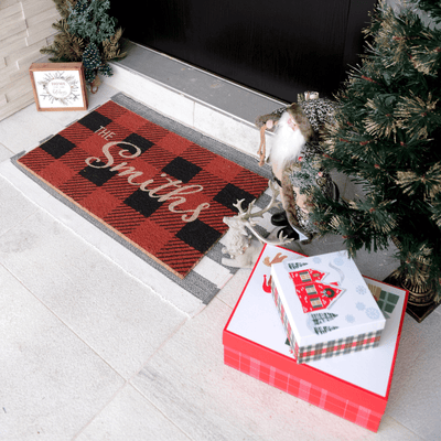 Personalized Checkered Christmas Doormat | Coco Mats N More