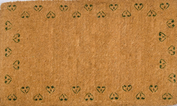 Sprinkled Hearts Handwoven Green Coco Doormat