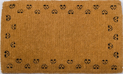 Sprinkled Hearts Black Handwoven Coco Doormat
