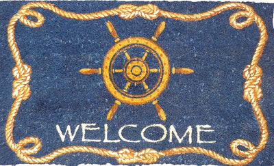Ships Wheel Welcome Vinyl Coir Doormat