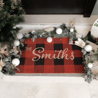 Personalized Checkered Christmas Doormat | Coco Mats N More