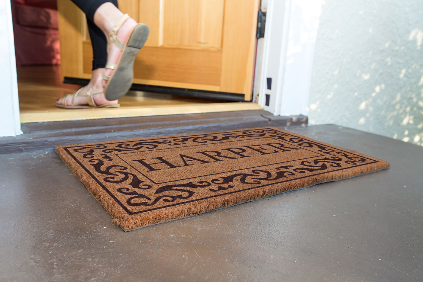 Rolling Scrolls Border Personalized Doormats