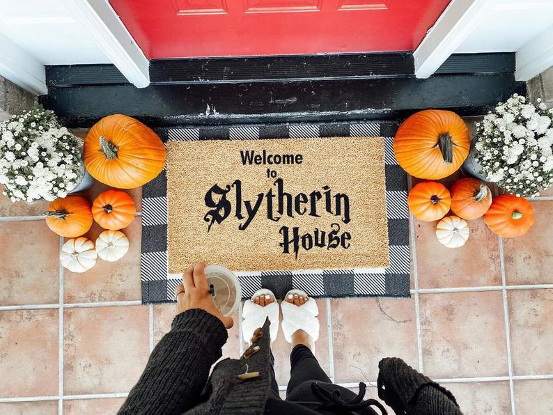 Welcome to Slytherin House Coco Doormat