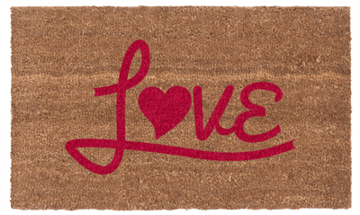 Love Heart Coco Red Vinyl Coir Doormat