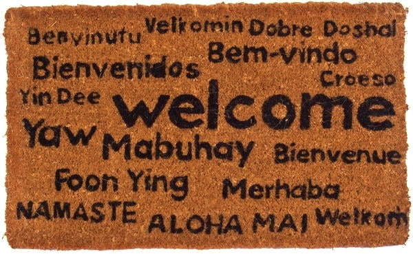 Multilingual Welcome Handwoven Coco Doormat