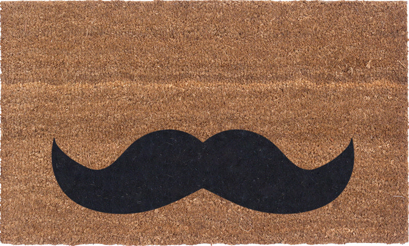 Mustache Vinyl Coir Doormat
