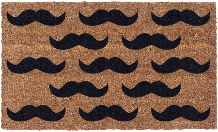 Mustache Pattern Vinyl Coir Doormat