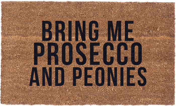 Prosecco and Peonies Vinyl Coir Doormat